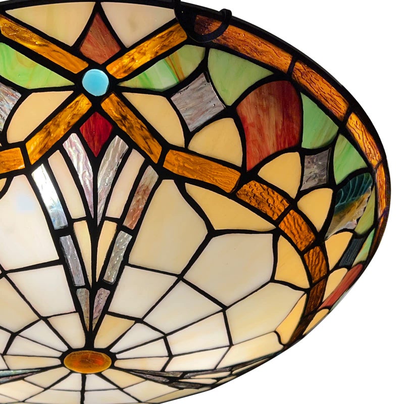 ARTZONE Tiffany Ceiling Lights, 3-Light 16 Inch Stained Glass Tiffany Flush Mount for Bedroom, Dining, Living Room, Entryway, Foyer - Image 2